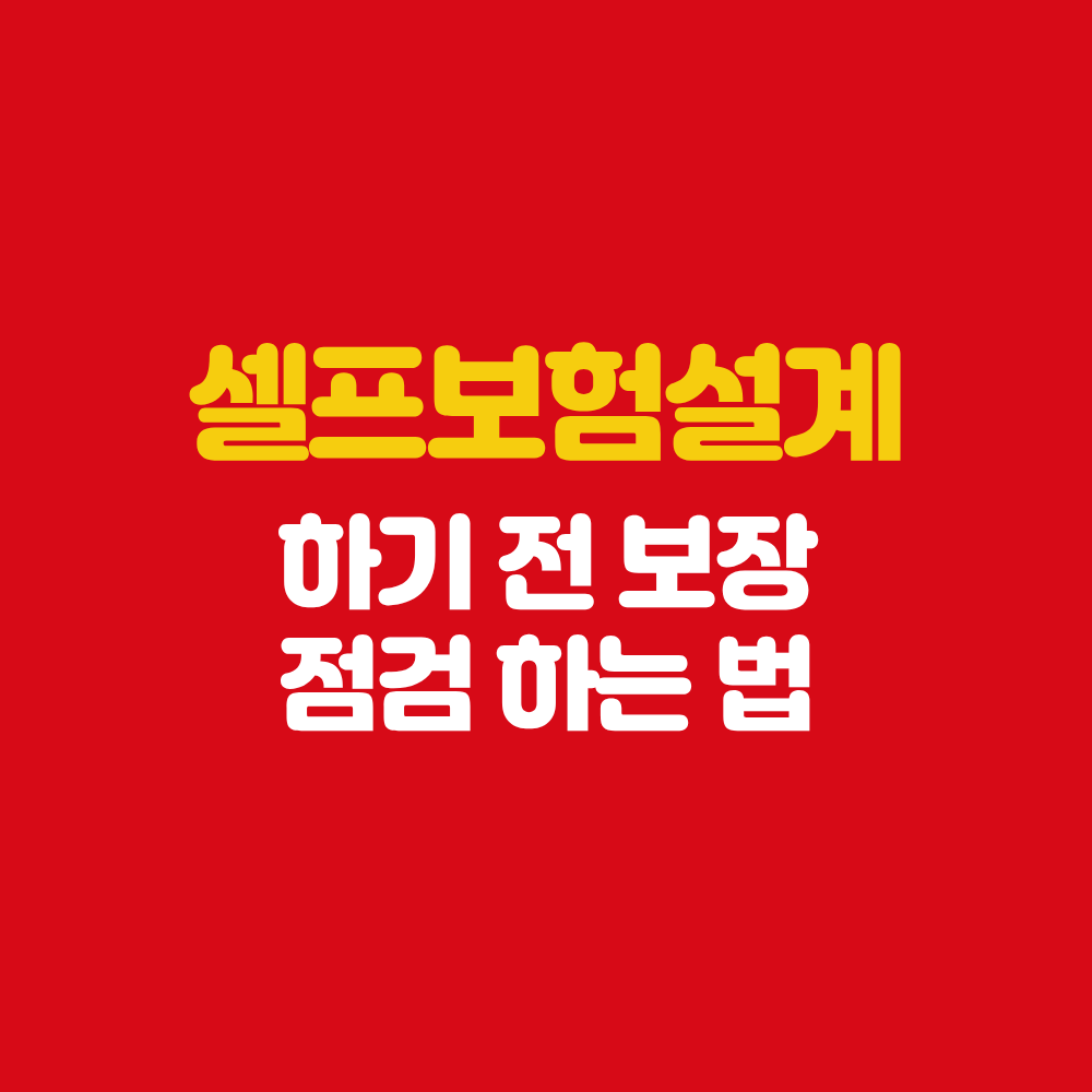 진도 보험설계사 셀프보험설계 혼자 가입 전 보장 점검 방법